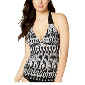 Profile by Gottex Tankini Top Women's Size 34D Black and White Swimwear